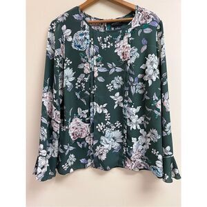 Liz Claiborne floral bell sleeve blouse M